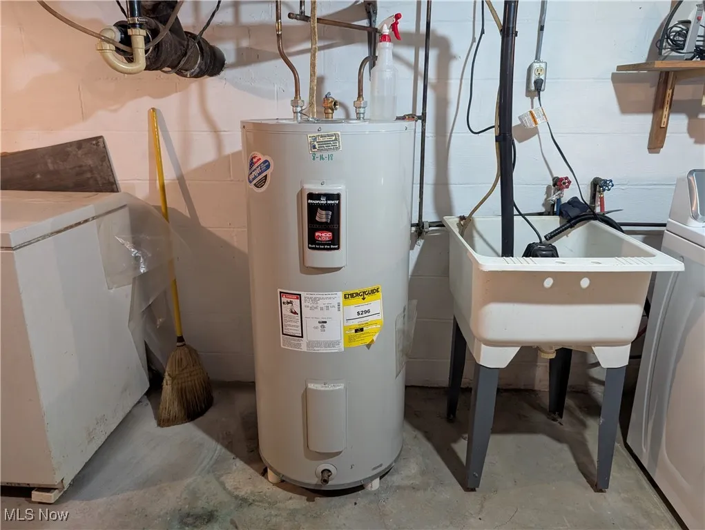 Utilities with water heater and washer / dryer