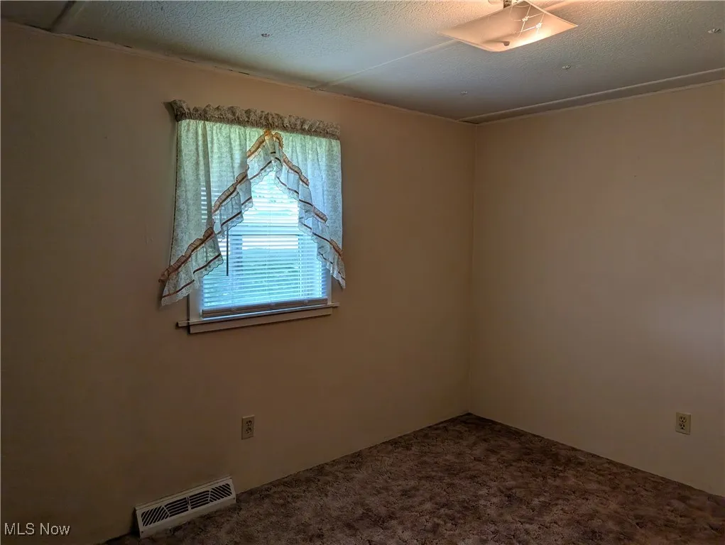 Unfurnished room with dark carpet
