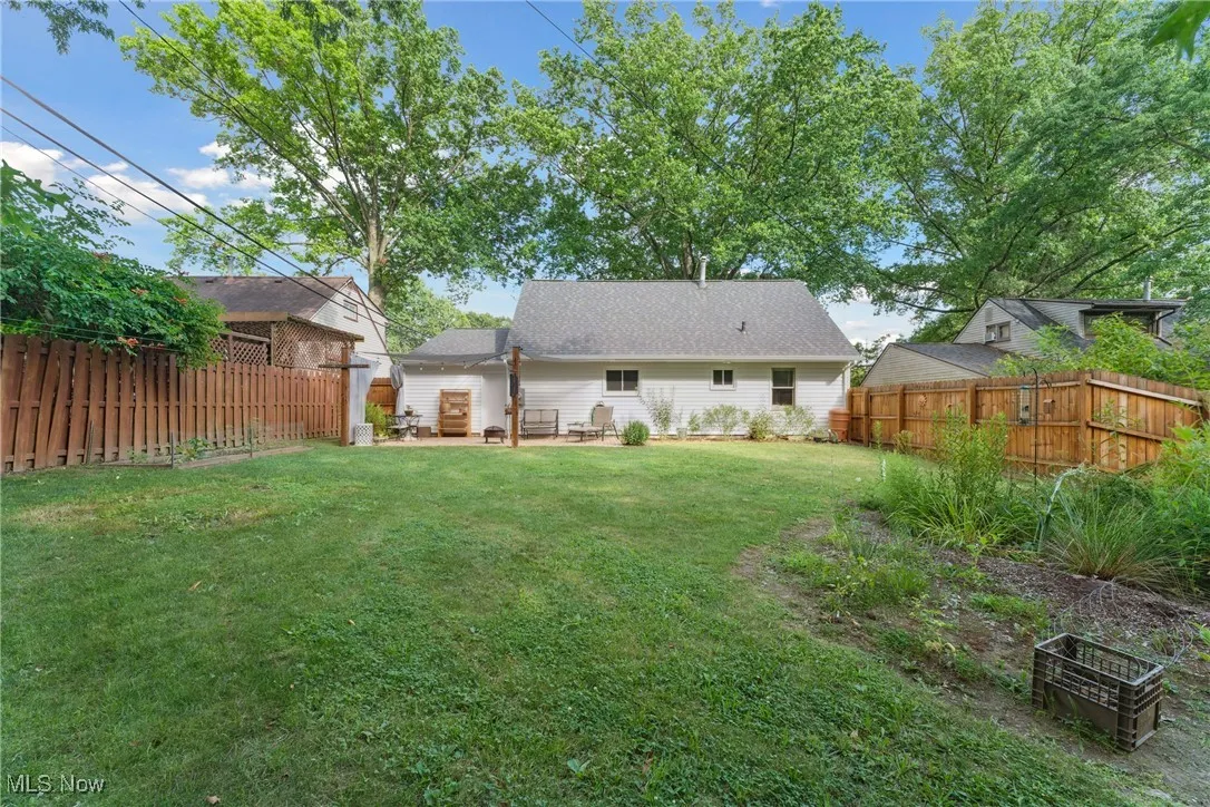 Rear view of property featuring a fenced backyard