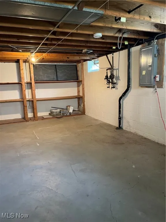 Basement with electric panel