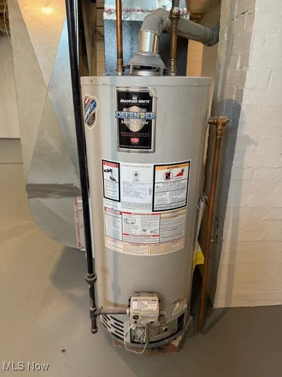Utility room featuring gas water heater