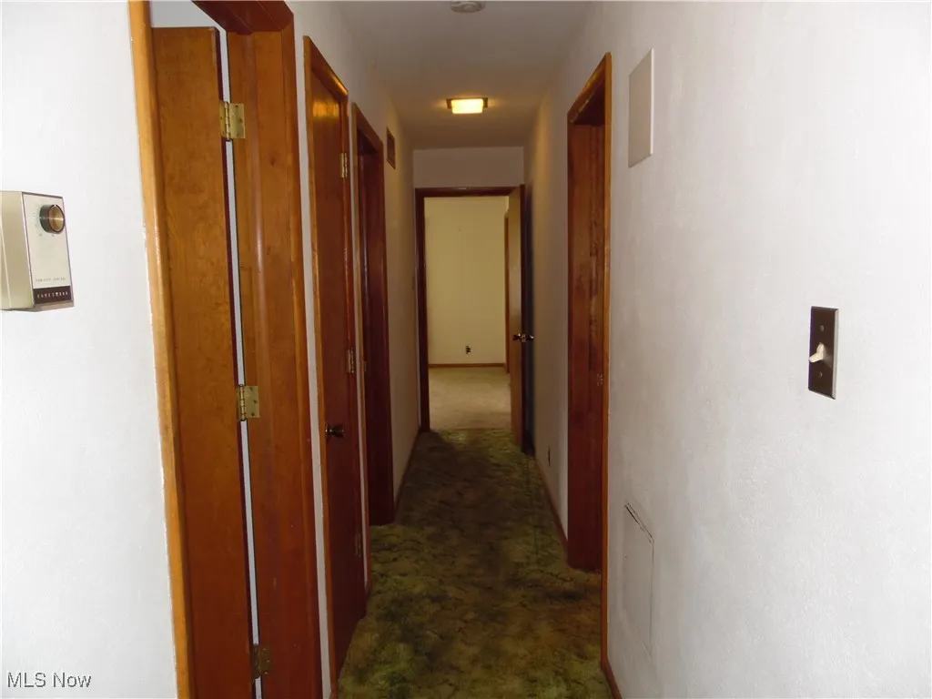 Hall with dark carpet