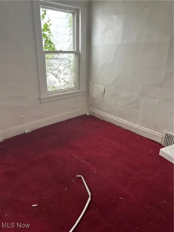 Carpeted empty room with baseboards