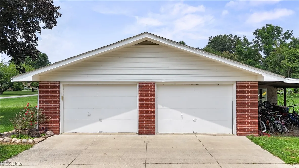 View of detached garage