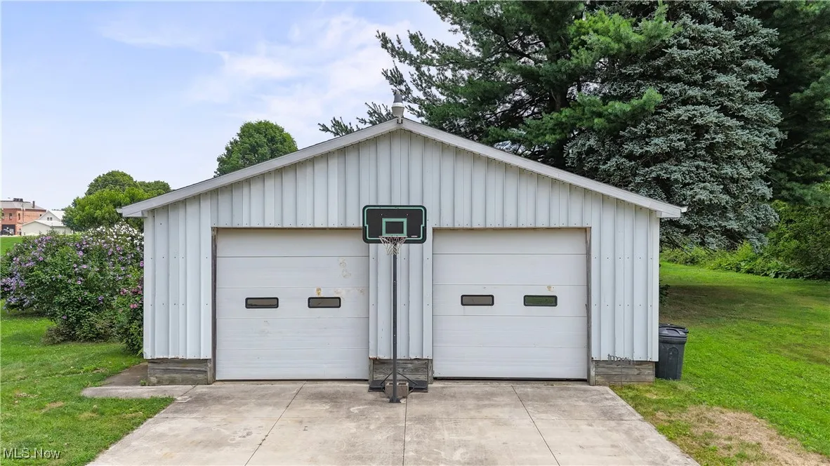 View of detached garage