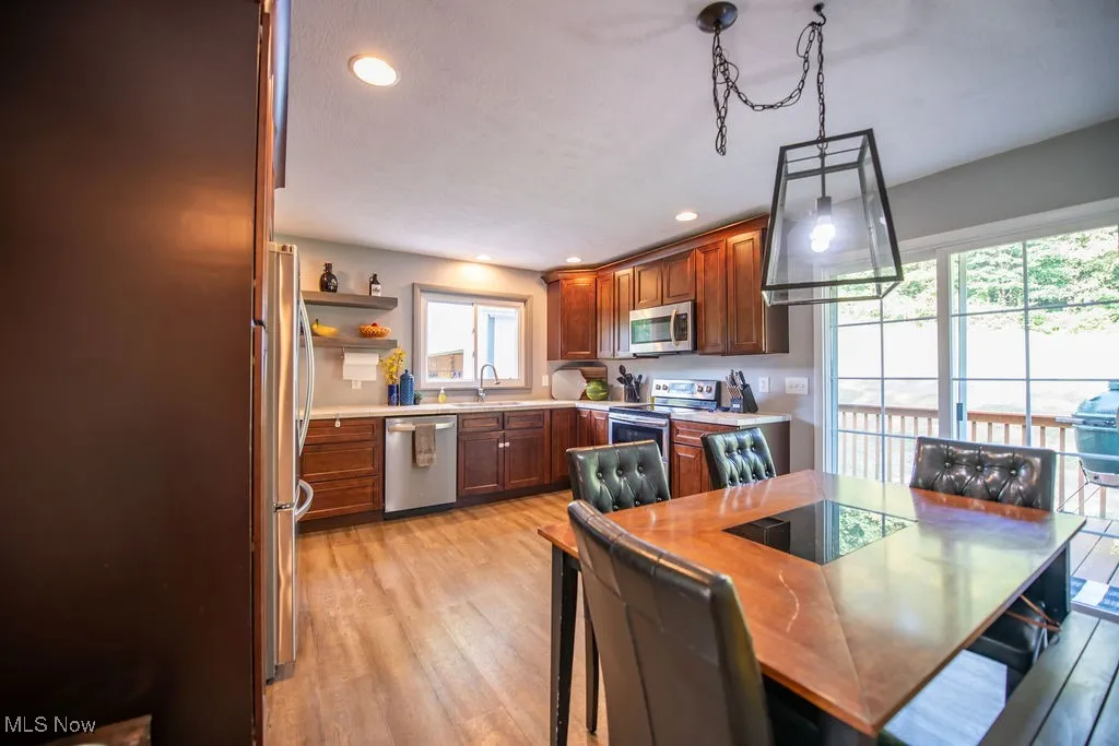Kitchen area view with appliances