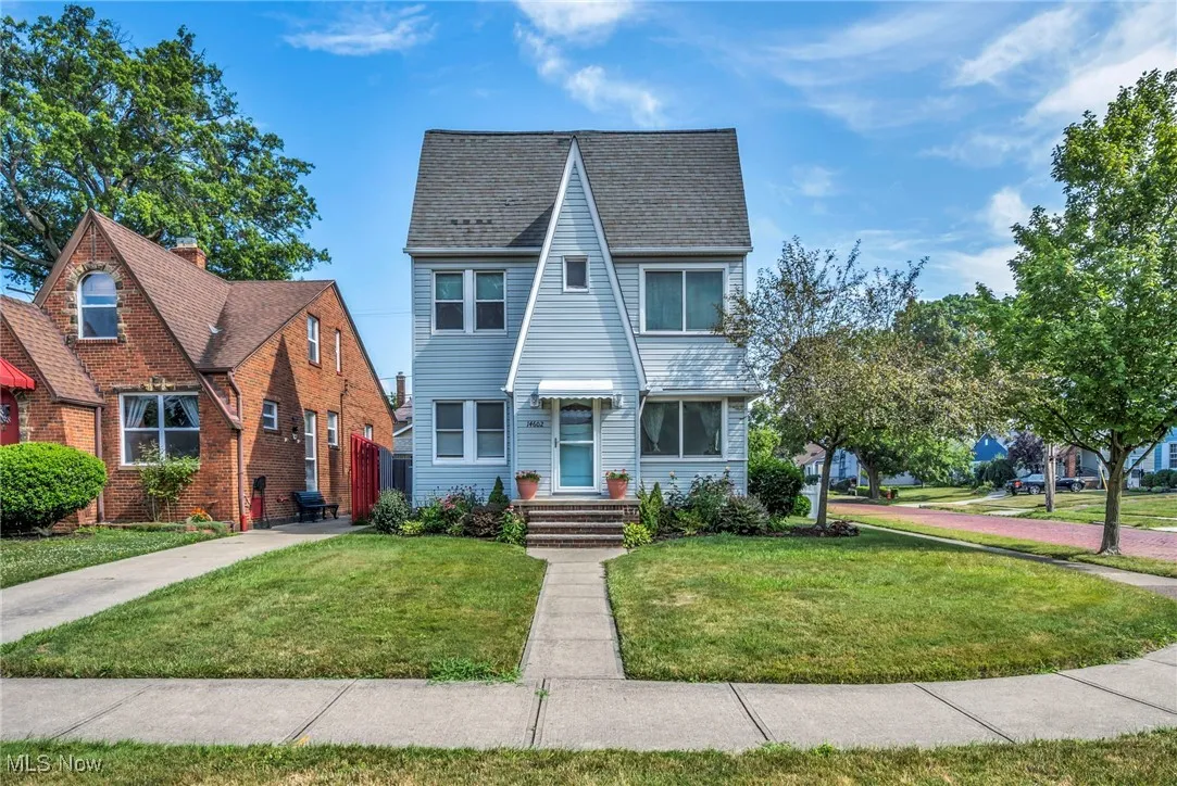 View of front of home with a front yard