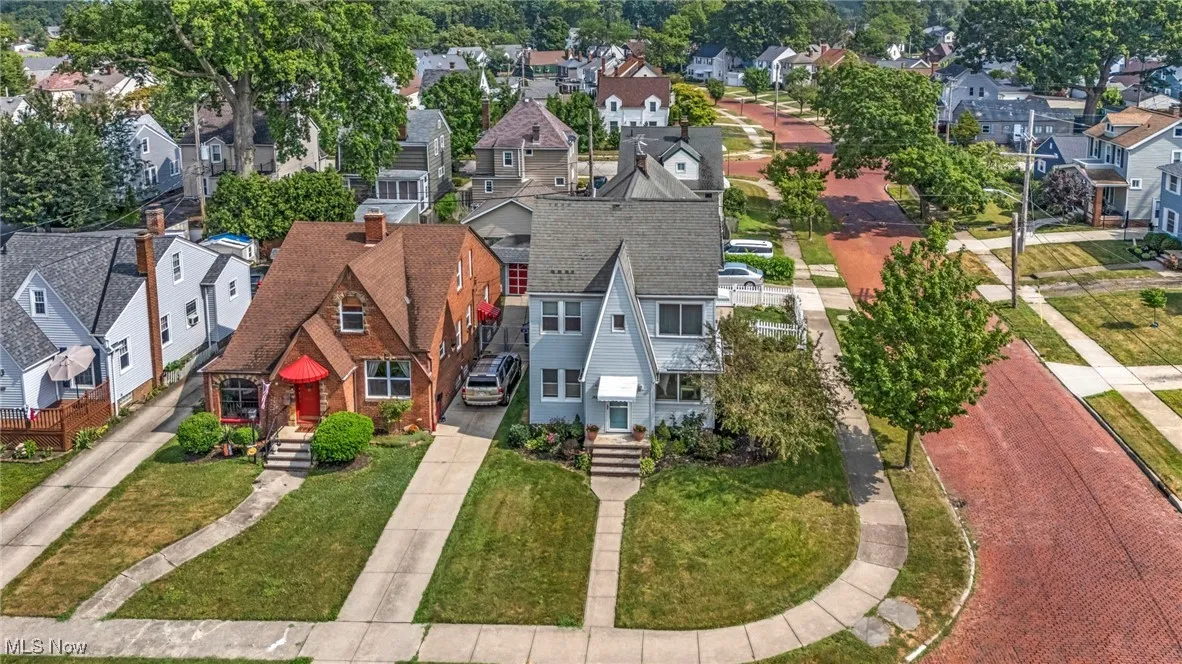 Aerial perspective of suburban area