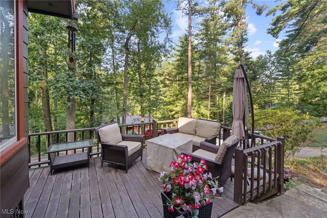 Wooden terrace with outdoor lounge area