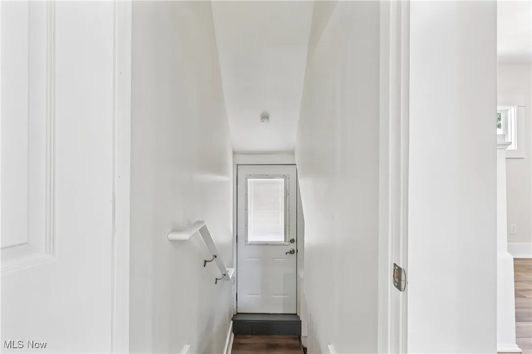 Back door and stairs to basement