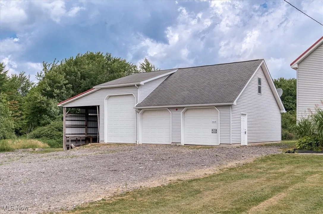 View of detached garage