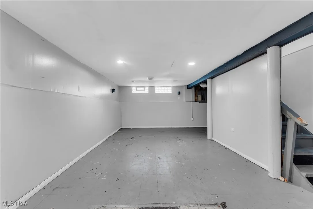 Basement with recessed lighting