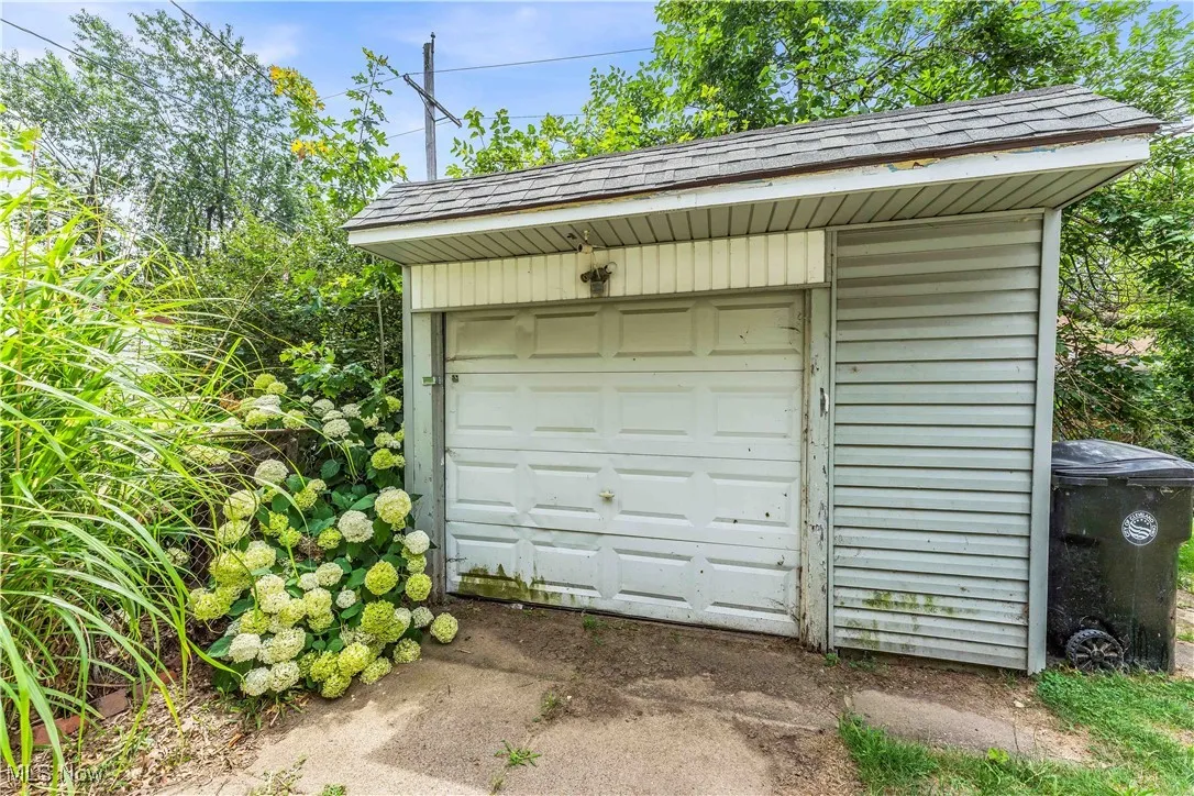 View of detached garage