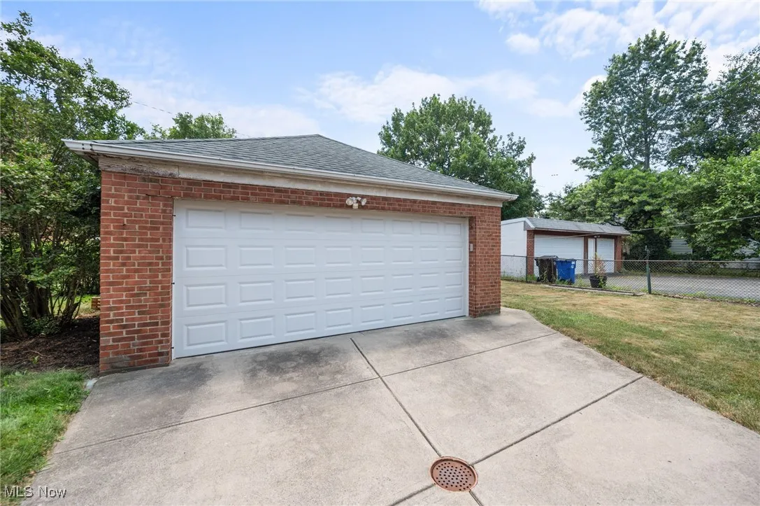 View of detached garage