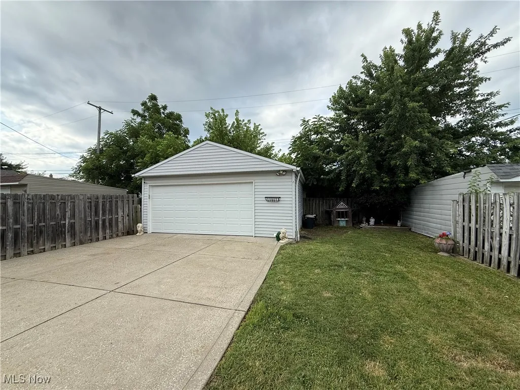 View of detached garage