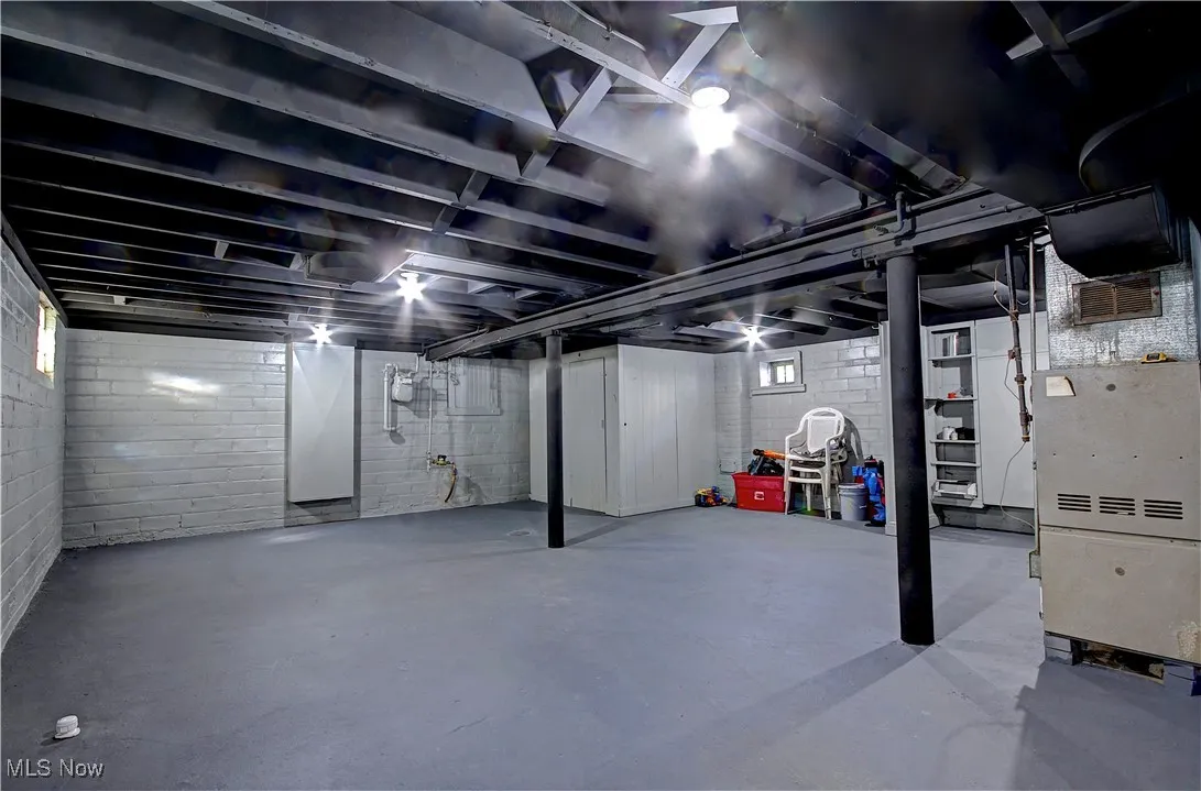 Basement with heating unit