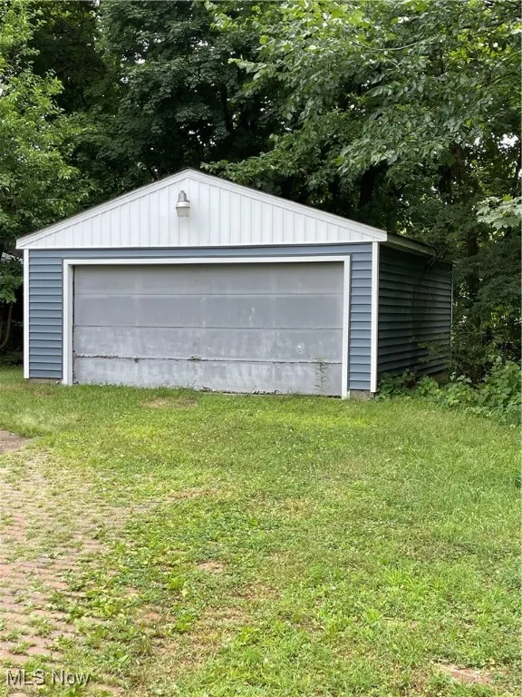 View of detached garage