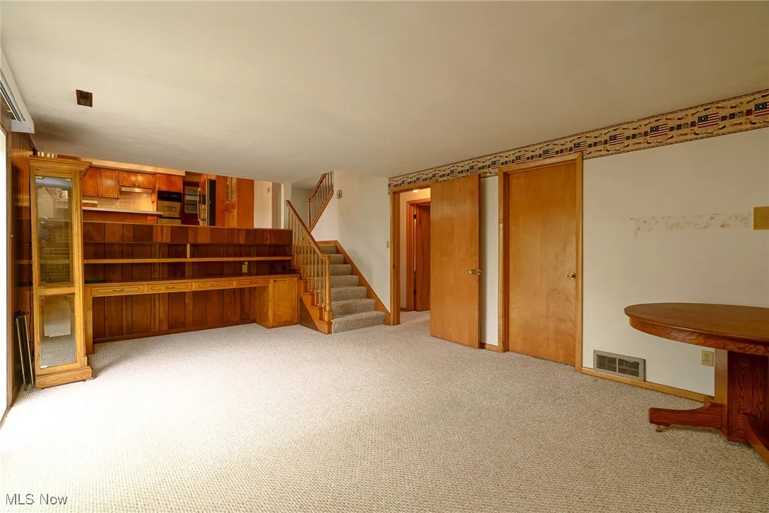 Family room built-in desk, drawers and cabinets