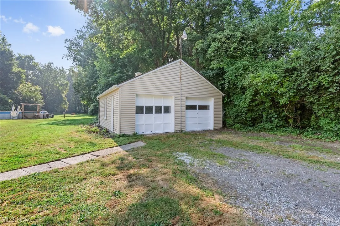View of detached garage