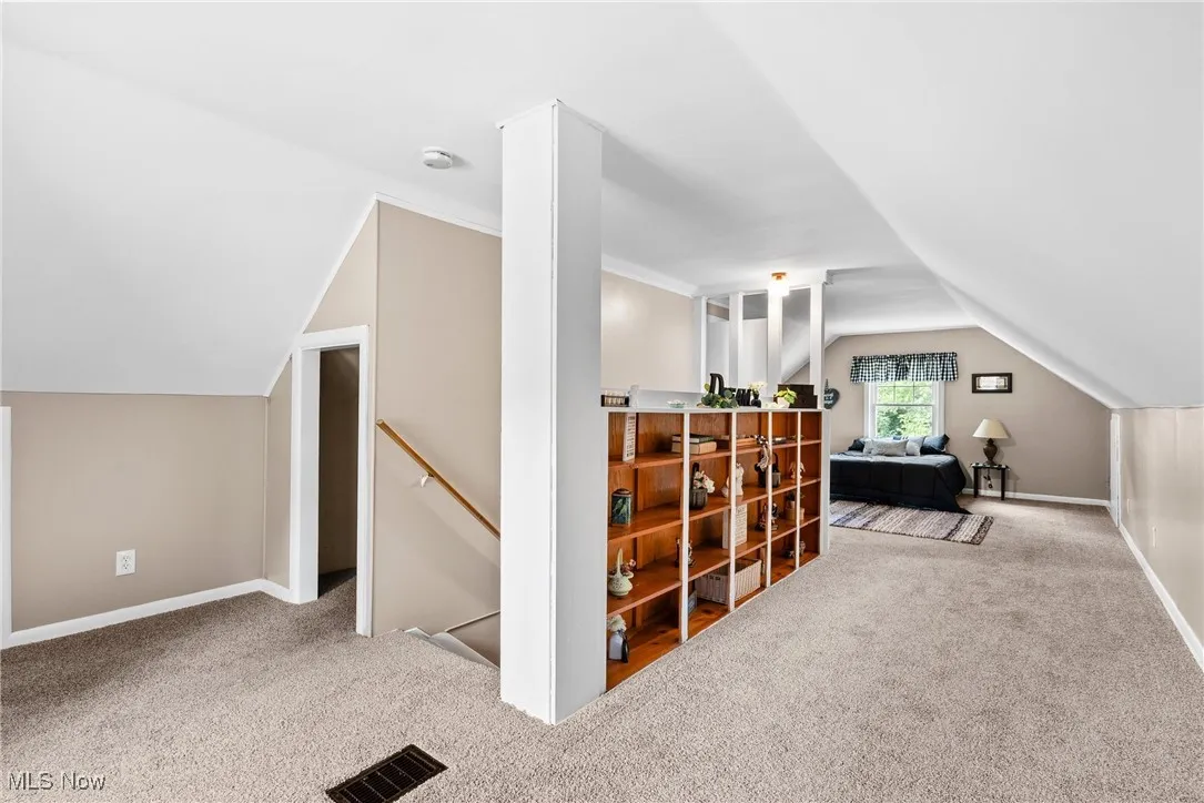 Additional living space featuring carpet floors and lofted ceiling