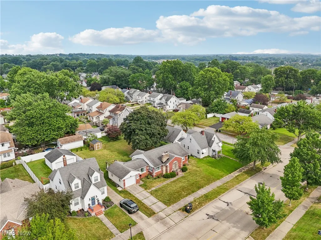 Aerial perspective of suburban area