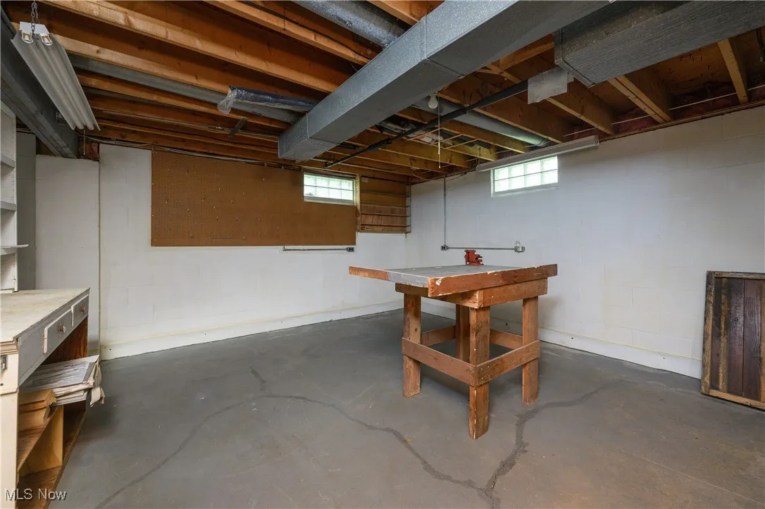 Basement with concrete block wall