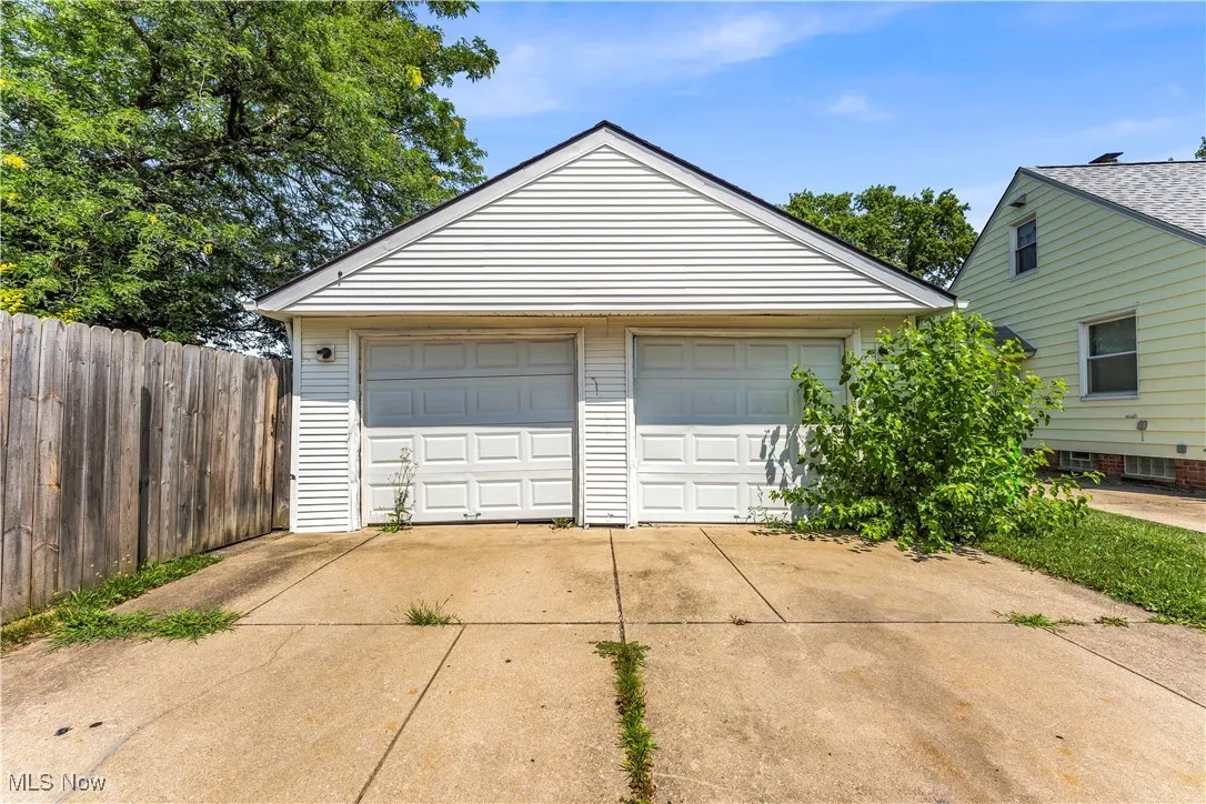 View of detached garage
