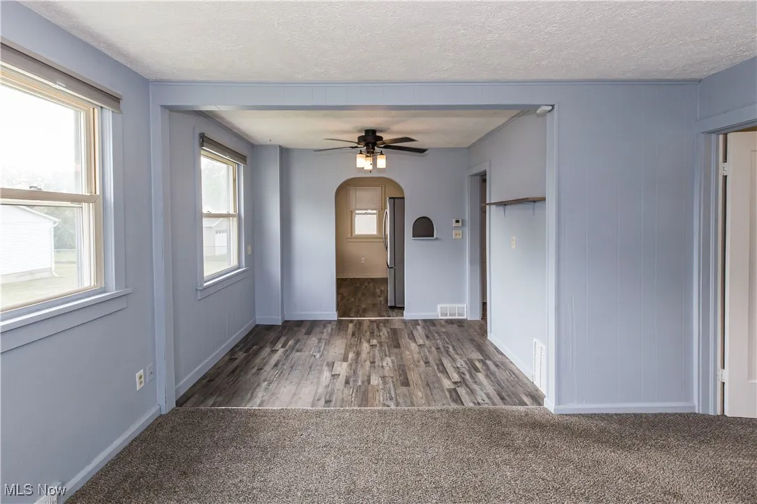 looking from the living room through to the kitchen