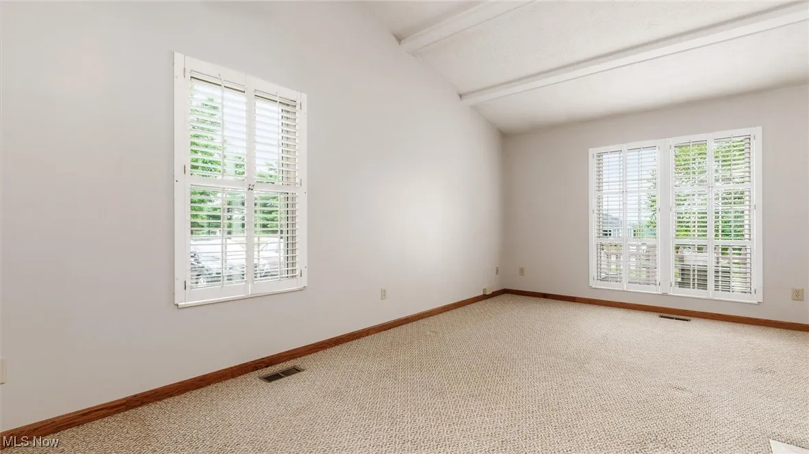 Spare room with healthy amount of natural light and light colored carpet