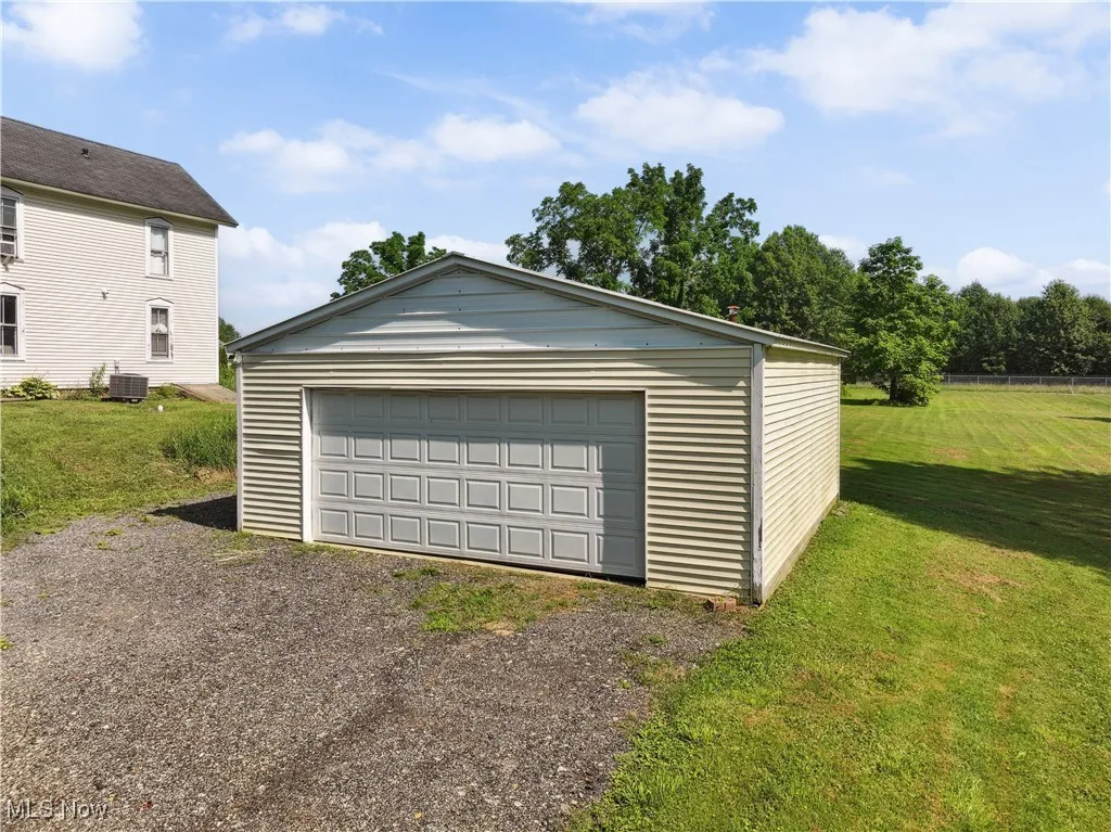 View of detached garage