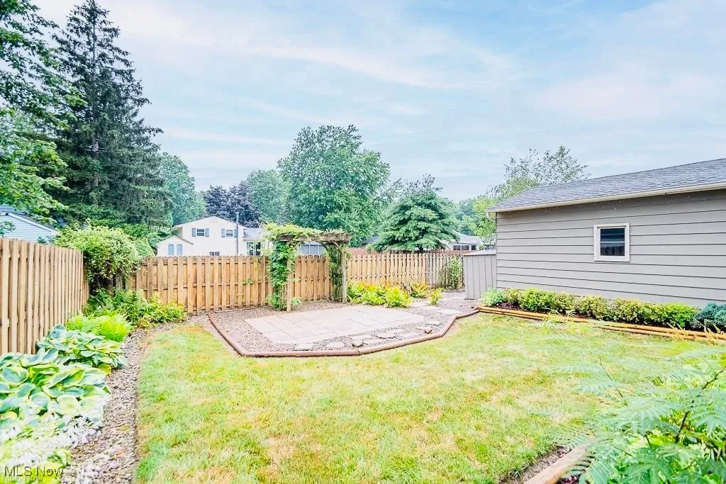Fenced backyard featuring a patio area