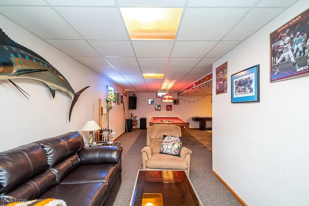 Lounge area with carpet floors