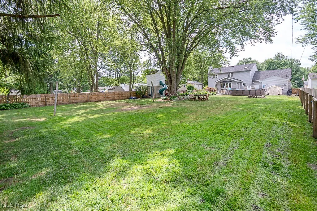 View of fenced backyard