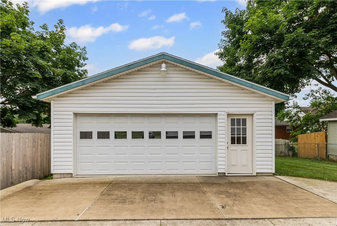 View of detached garage