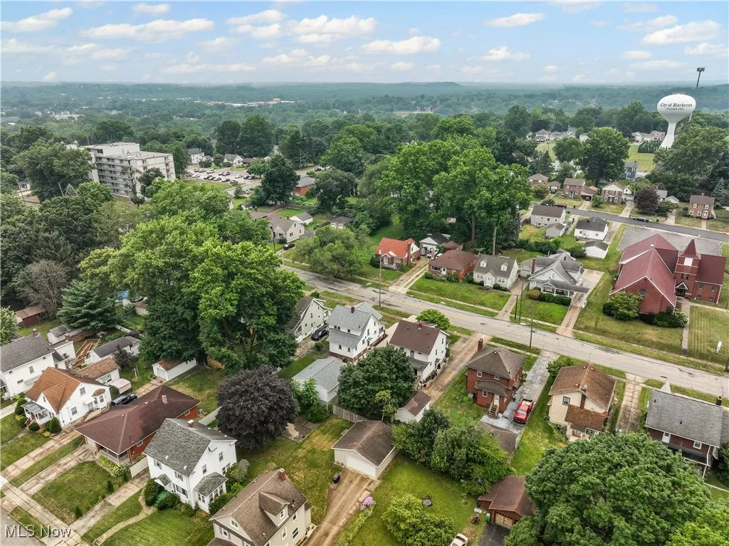 Aerial perspective of suburban area