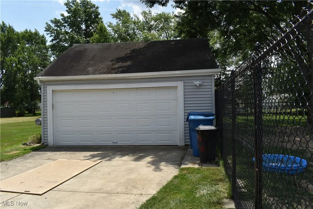 View of detached garage