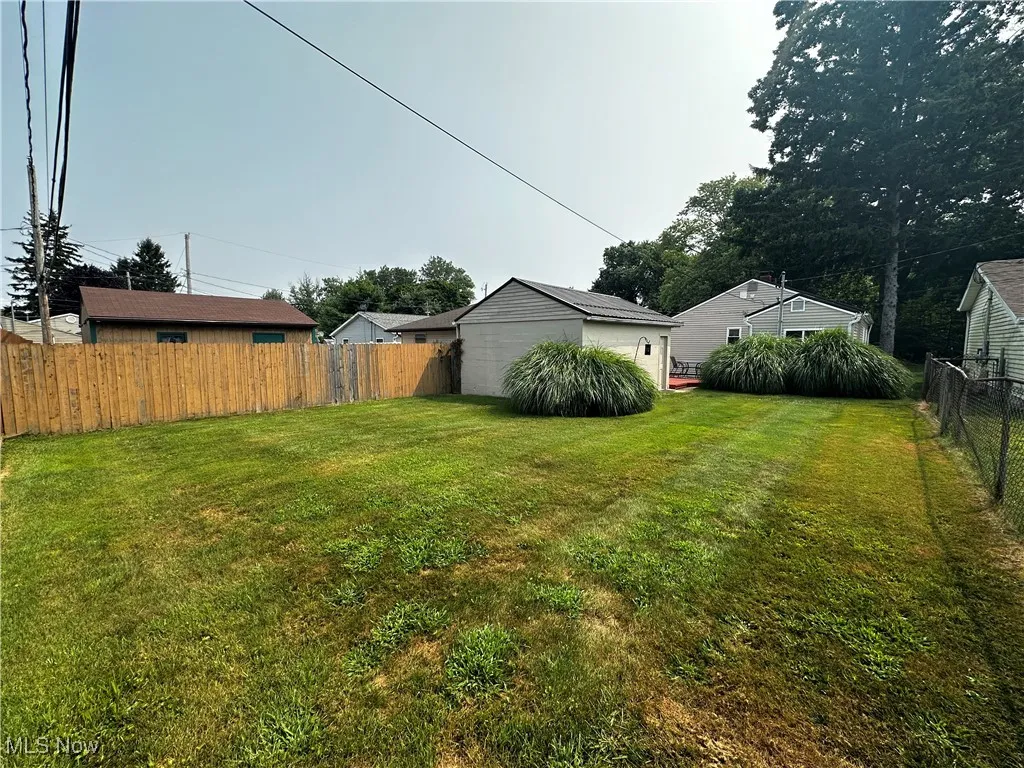 View of fenced backyard
