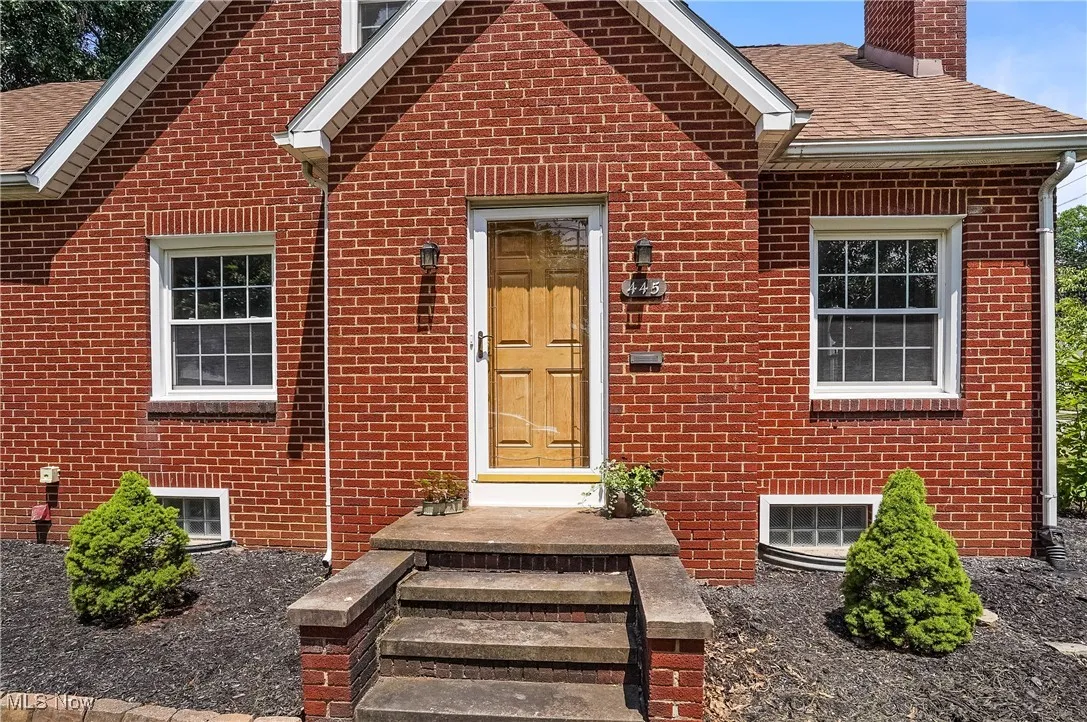 Front door with fresh painted trim