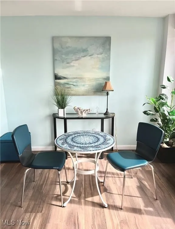 Dining area featuring wood style floors