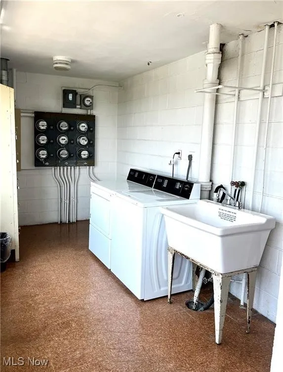 Washroom with separate washer and dryer