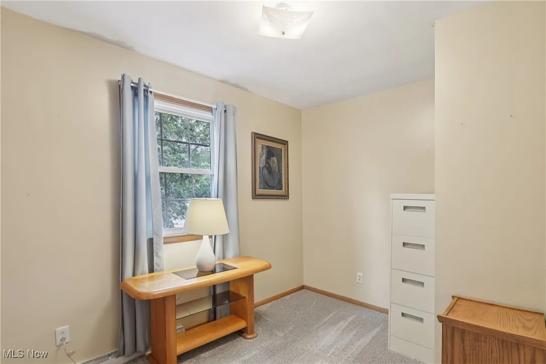 Bedroom with carpet flooring