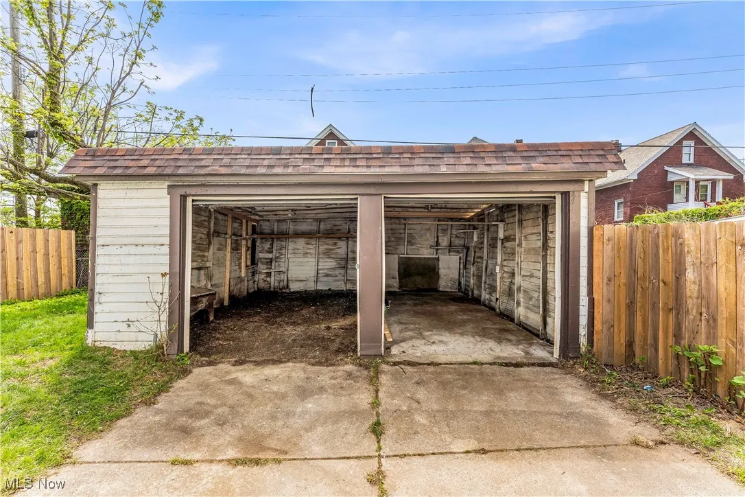 View of detached garage