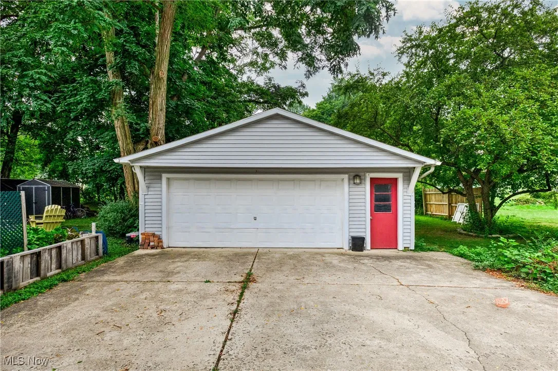 View of detached garage