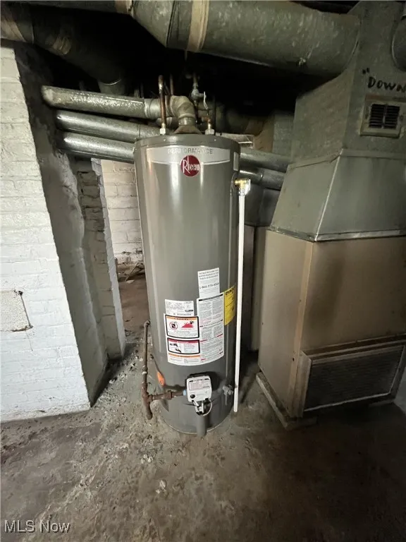 Utilities with gas water heater and heating unit