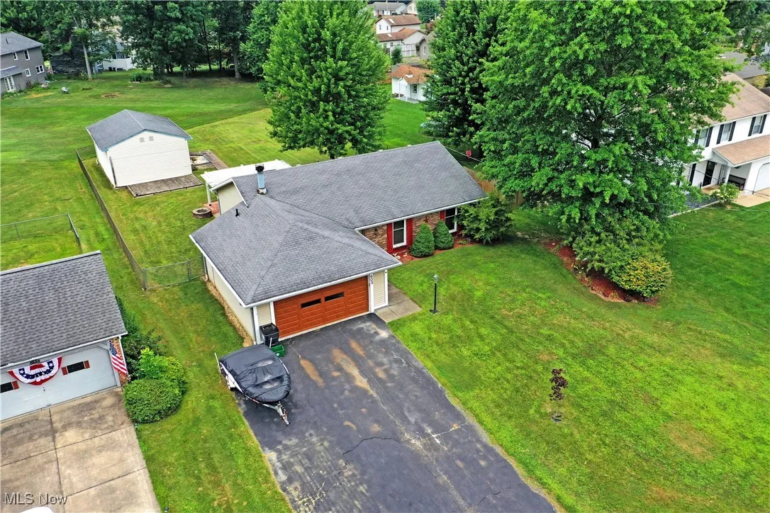 Aerial perspective of suburban area