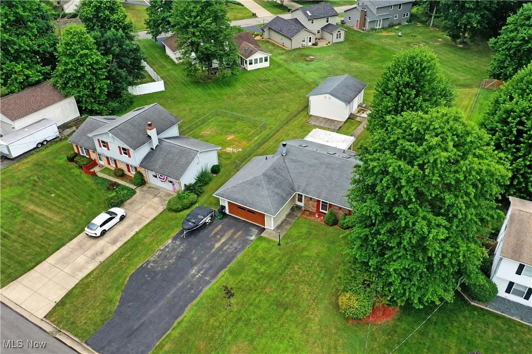 Aerial perspective of suburban area