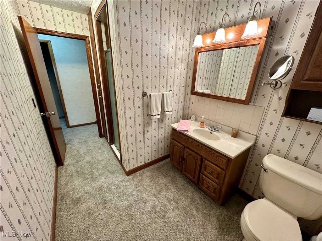 Lower level full bathroom with tiled shower stall