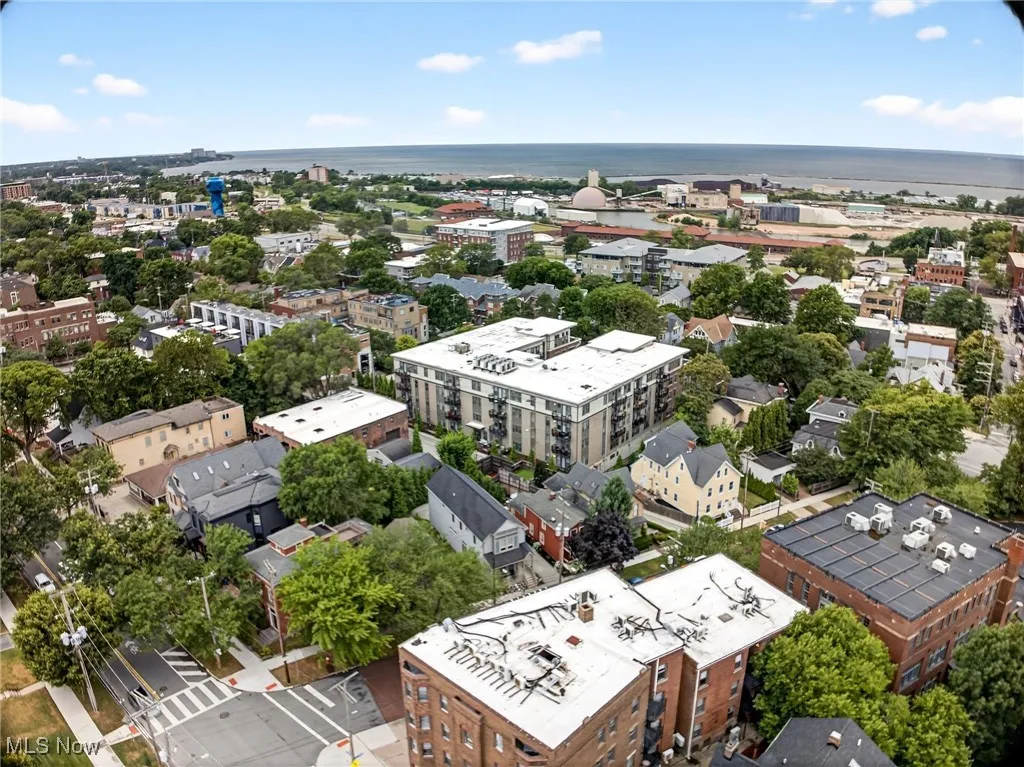 Aerial view of a large body of water
