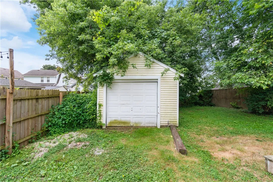 View of detached garage