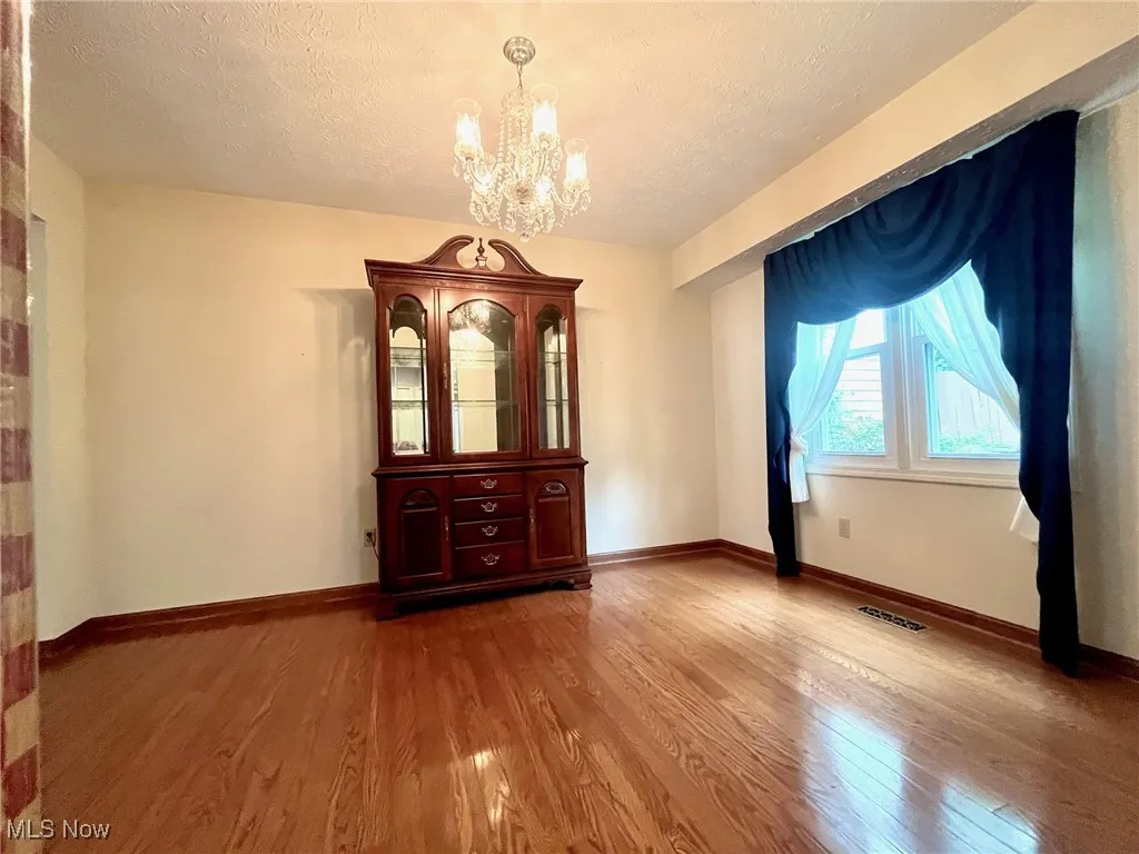 Dining room with wood flooring